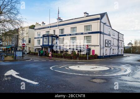 The Royal Seven Stars (c1660) is a historic former coaching inn near the River Dart in Totnes, Devon, UK. Stock Photo