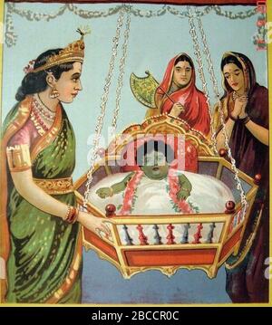 Raja Ravi Varma - Mahabharata - Birth Of Shakuntala Stock Photo - Alamy