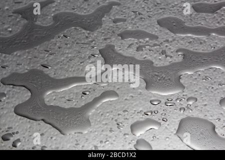 Abstract blotches of water on the surface in black and white. Stock Photo
