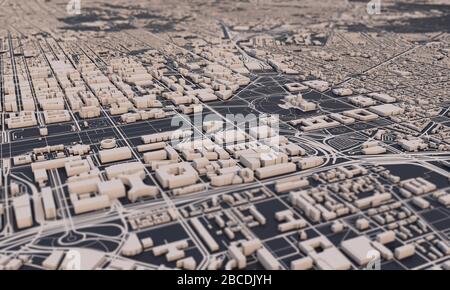 Washington DC city map 3D Rendering. Aerial satellite view. Stock Photo