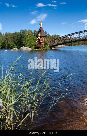 PRIOZERSK, RUSSIA-CIRCA JUN, 2018: New bridge leads to building of ...