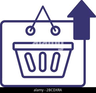 label with shopping basket and arrow up infographic line style Stock Vector