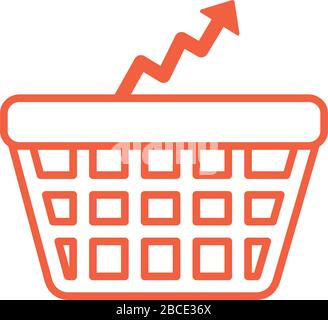 price hike shopping basket with arrow up infographic line style Stock Vector