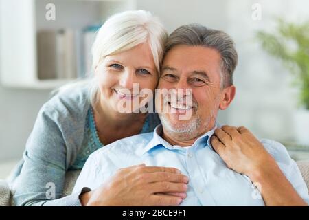 Senior couple relaxing at home Stock Photo