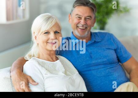 Senior couple relaxing at home Stock Photo