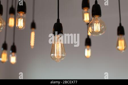 Light lamp electricity hanging decorate home interior. Warm Stock Photo