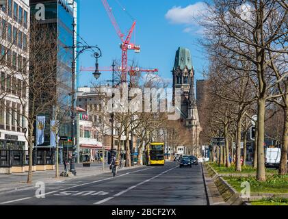 Berlin Kurfürstendamm boulevard deserted during Covid lockdown 2020 Stock Photo