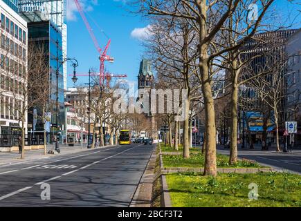 Berlin Kurfürstendamm boulevard deserted during Covid lockdown 2020 Stock Photo