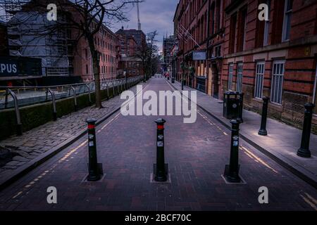 Canal Street, The Gay Village, Manchester, United Kingdom. Empty streets, closed business's during the coronavirus outbreak, April 2020. Stock Photo