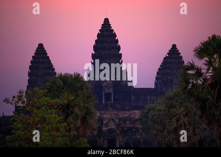 Angkor Wat just before sunrise Stock Photo
