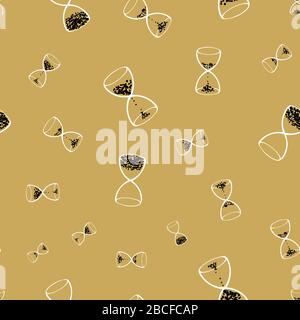 hourglasses seamless vector pattern on yellow Stock Vector