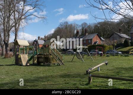 play ground on lockdown forbidden to play on while virus alert Stock Photo