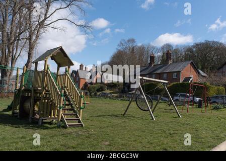 play ground on lockdown forbidden to play on while virus alert Stock Photo