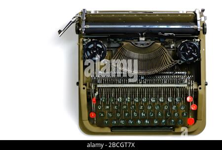 Old typewriter on a white background.Retro and vintage Stock Photo
