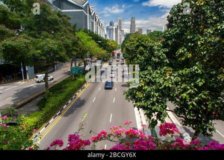 Marina Bay Square and Singapore Flyer from Raffles Boulevard, Downtown Core, Singapore Island, Singapore Stock Photo