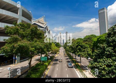 Marina Bay Square and Singapore Flyer from Raffles Boulevard, Downtown Core, Singapore Island, Singapore Stock Photo