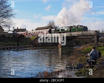 92 SQUADRON, Nº34081 THE BATTLE OF BRITAIN STEAM LOCOMOTIVE AT NENE VALLEY HERITAGE RAILWAY 26TH FEBRUARY 2017. Northamptonshire's Nene Valley Stock Photo