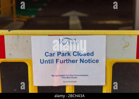 Southend-on-Sea, UK. 4th Apr, 2020. Town center car parks in Southend-on-Sea have been closed until further notice during the COVID-19 pandemic in an effort to discourage motorists from heading to the Essex town. Penelope Barritt/Alamy Live News Stock Photo