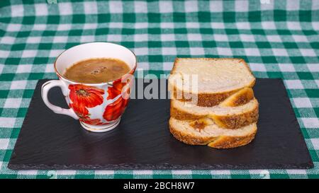 Breakfast Easter breads and eggs Stock Photo