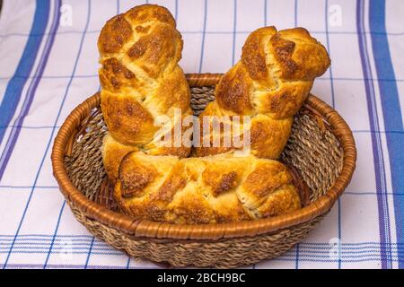 Easter breads in the baskket Stock Photo