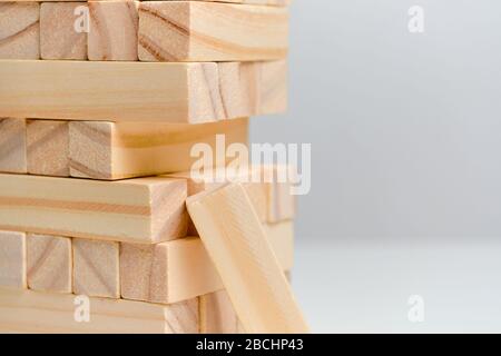 Big data data loss concept. Wooden blocks on a white background background. Close up. Stock Photo