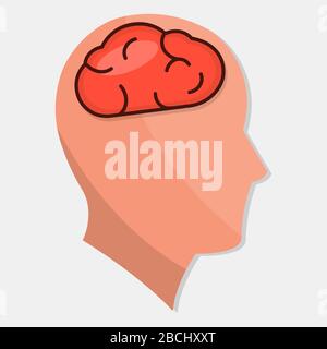 human silhouette with brain organ isolated vector illustration Stock Vector