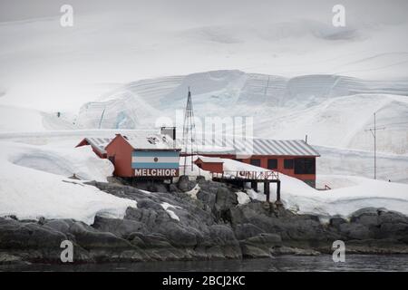 Melchior Base Antarctica peninsular ( Argentina ) Stock Photo