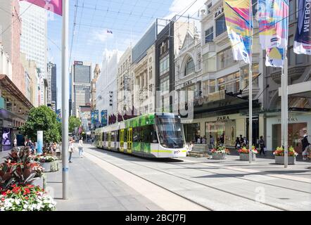 City Circle tram, Bourke Street, City Central, Melbourne, Victoria, Australia Stock Photo