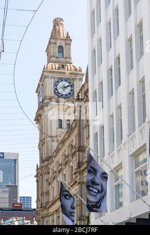 G.P.O Building clock tower, Bourke Street, City Central, Melbourne, Victoria, Australia Stock Photo