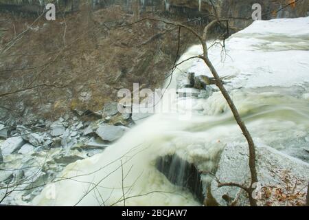 Brandywine Falls in Winter, Ohio Stock Photo