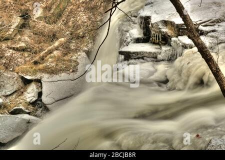 Brandywine Falls in Winter, Ohio Stock Photo