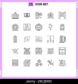 Modern Set of 25 Lines and symbols such as baking, imac, business ...