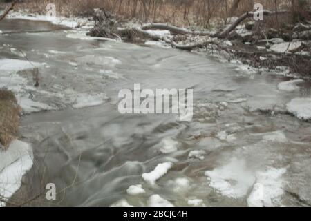 Brandywine Falls in Winter, Ohio Stock Photo