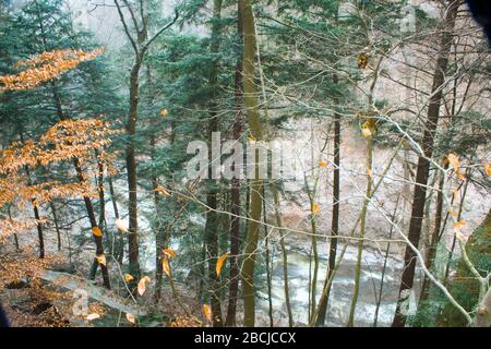 Brandywine Falls in Winter, Ohio Stock Photo