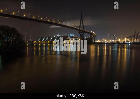 High rise Bridge in the Harbor area of Hamburg. Stock Photo