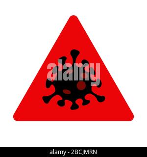 COVID-19 (SARS CoV 2) coronavirus flat vector warning sign, icon, symbol, logo on transparent background, No. 4 variant Stock Vector