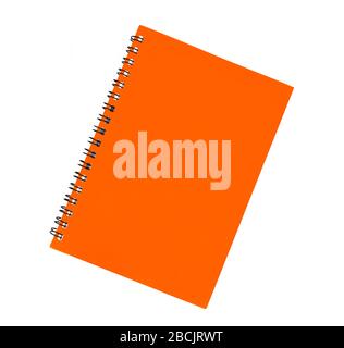 Orange color covered single note paper diary isolated on an empty white background Stock Photo