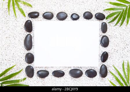 Zen black stone frame and a blank message Stock Photo