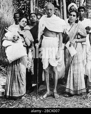 Dr Sushila Nayar Mahatma Gandhi and others walking in countryside ...