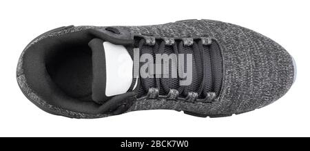 grey sneakers path isolated on white top view Stock Photo