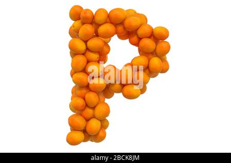 Letter P from oranges, 3D rendering isolated on  white background Stock Photo