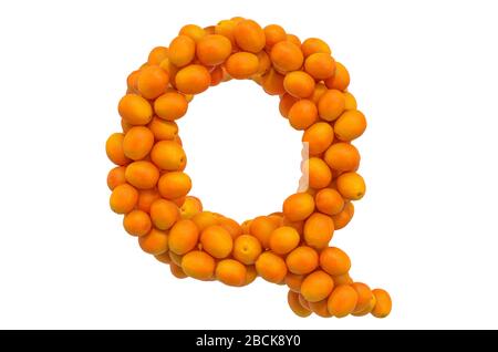 Letter Q from oranges, 3D rendering isolated on  white background Stock Photo