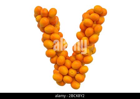 Letter V from oranges, 3D rendering isolated on  white background Stock Photo