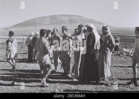 Pioneer Settlers Arabs From The Nearby Dabburia Village Meeting On Stock Photo Alamy