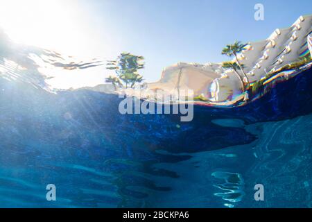 Underwater view of a swimming pool in Tenerife. Stock Photo
