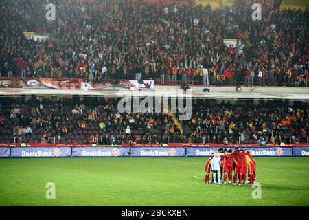 ISTANBUL, TURKEY - MARCH 6: Galatasaray Football Team salutes the Galatasaray fans at the Ali Sami Yen Stadium on March 6, 2009 in Istanbul, Turkey. Stock Photo