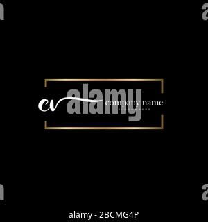 CV Initial Letter handwriting logo hand drawn template vector, logo for beauty, cosmetics, wedding, fashion and business Stock Vector