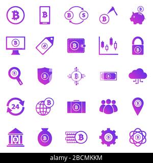 Bitcoin gradient icons on white background, stock vector Stock Vector