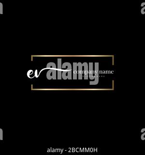EV Initial Letter handwriting logo hand drawn template vector, logo for beauty, cosmetics, wedding, fashion and business Stock Vector