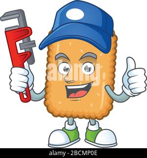 Mascot design concept of biscuit work as smart Plumber Stock Vector